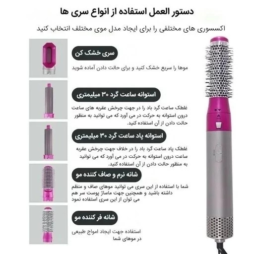 سشوار حرفهای ۵ کاره TP-5+1 با باد سرد و متمرکزکننده (فروش ویژه)
