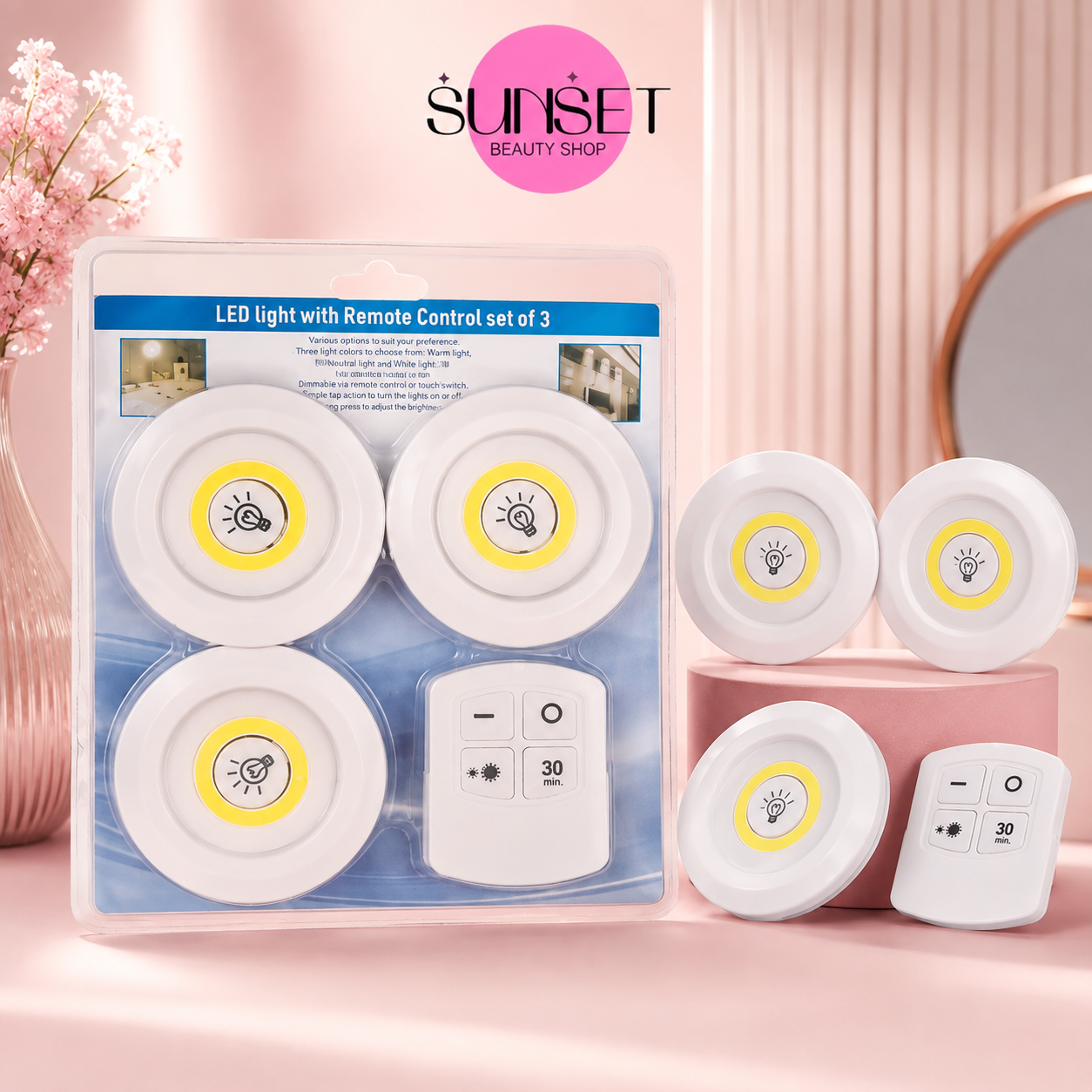 چراغ زیر کابینتی ریموت دار 3تایی