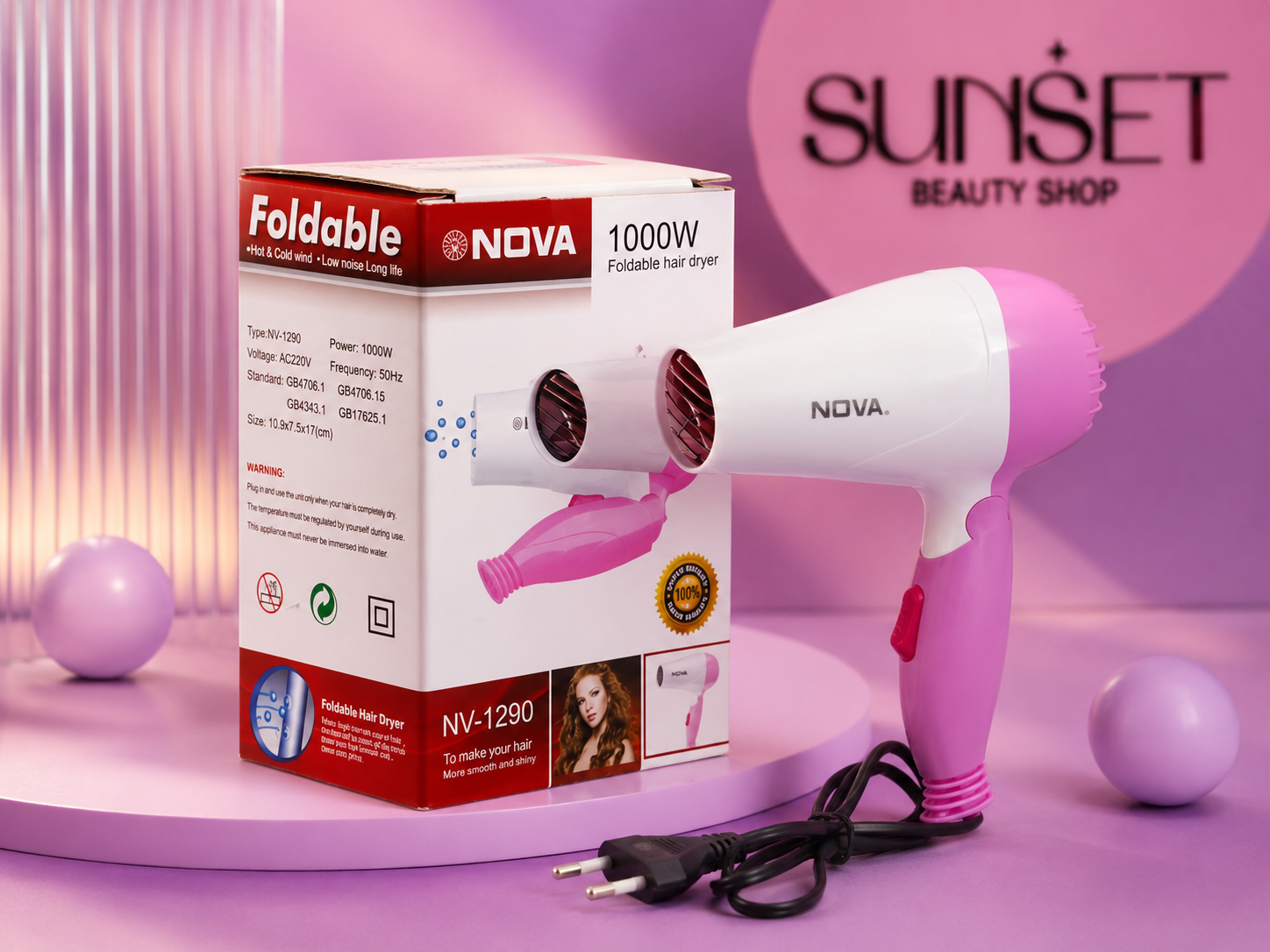 سشوار مسافرتی نوا اورجینال مدل NV-1290 تاشو 1000 وات